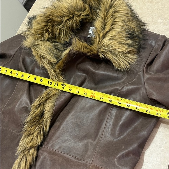 Vintage Newport News brown leather faux fur penny lane coat size Large - Picture 12 of 15